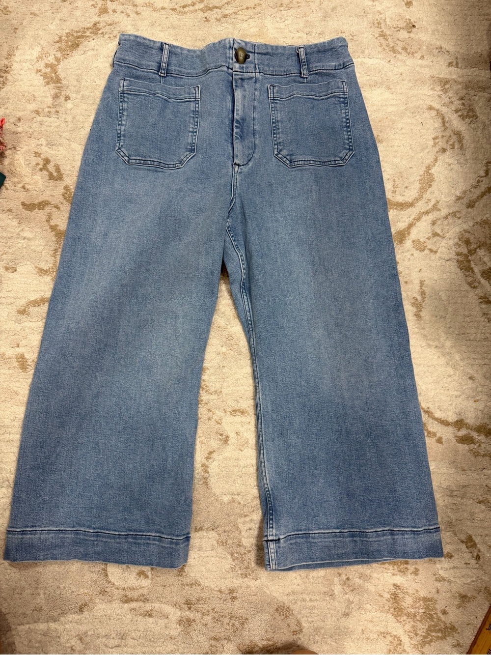Anthropologie Maeve The Colette Light BlueJeans high rise wide leg, cropped 34 P